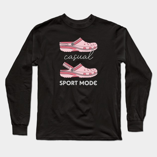 Casual Sport Mode Funny Pink Crocs Long Sleeve T-Shirt by figandlilyco